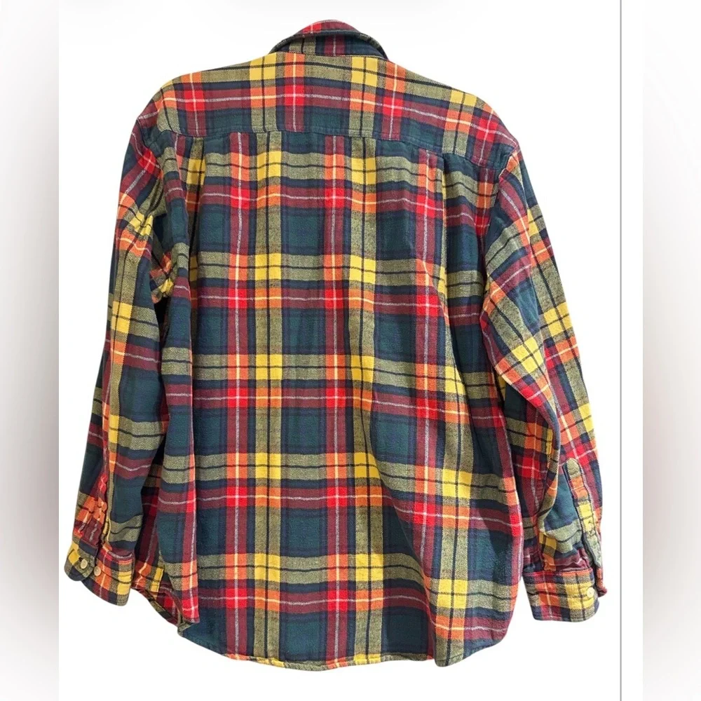 vintage Banana Republic red, yellow, and green plaid flannel shirt. - Picture 4 of 4
